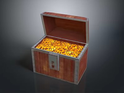 Open Wooden Chest Filled With Shiny Gold Coins Ideal For Home Storage 3d model