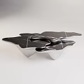 Modern Irregular Coffee Table With Black Marble Top And Silver Metallic Base 3d model