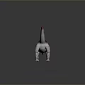 3D Dinosaur Model With White Body Red Spots And Long Neck Standing On Gray Background