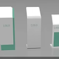 Vertical Display Stands Featuring White and Green Design with Screen and Logo