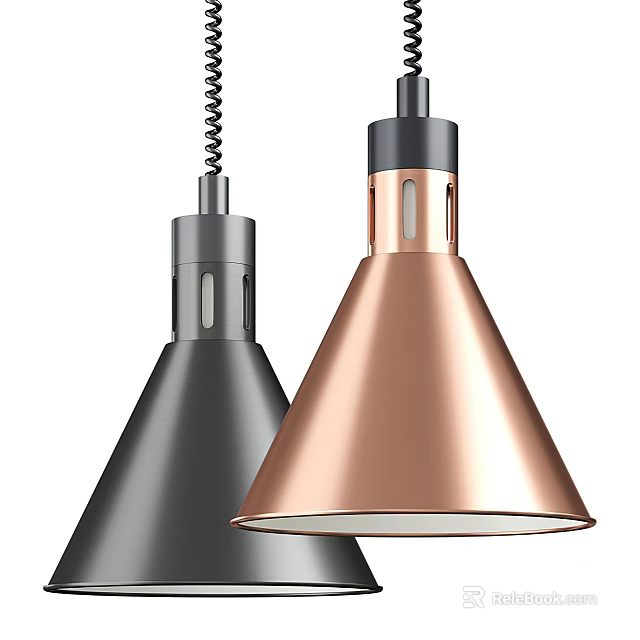 Black and Copper Conical Pendant Lights with Modern Design and Sleek Finish 3d model 