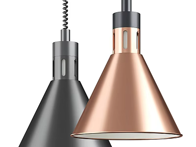 Black and Copper Conical Pendant Lights with Modern Design and Sleek Finish 3d model