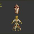 Man In White And Gold Outfit With Red Accents And Golden Headdress Standing Pose