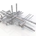 Industrial Equipment Metal Piping System Featuring Multiple Connectors Supports And Industrial Applications