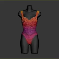Vibrant Gradient Color Bodysuit With Orange To Pink Hue And Fitted Ruched Design