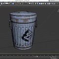 Old Metal Trash Can With Lid Handles And Black Graffiti Design