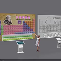 Interactive Educational Periodic Table Display With Girl Pointing And Digital Interface 3d model