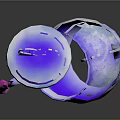 Artistic Purple White Teapot With Pink Dripping Liquid And Saucer