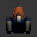 3D Rocket Model In Blue Orange Colors With Multiple Thrusters For Space Exploration