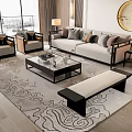 Modern Sofa And Coffee Table Set With Throw Pillows Side Tables And Area Rug 3d model