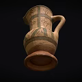 Traditional Handcrafted Earthenware Pitcher With Green Floral Motifs And Handle
