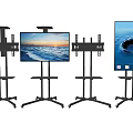 Iron Art Black Mobile TV Stands With Stable Structure And Mounted TVs 3d model
