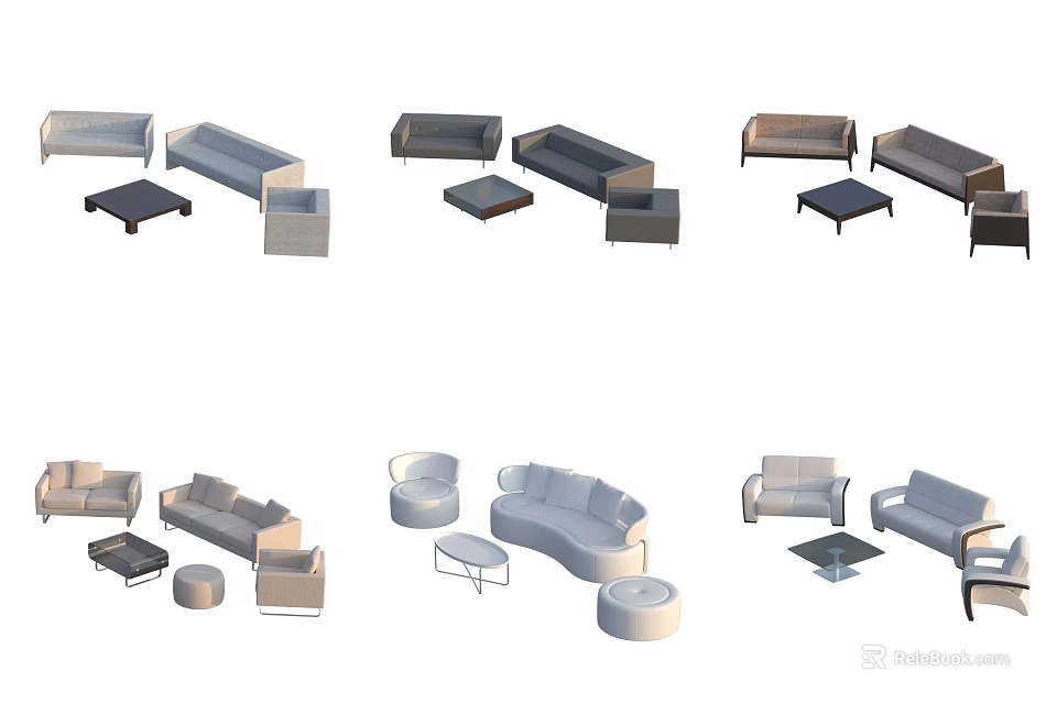 Modern Contemporary Sofa And Coffee Table Set With Various Designs And Comfortable Seating 3d model