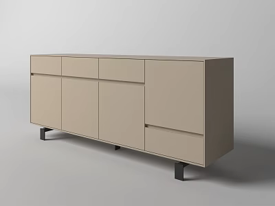 Modern Beige Console Cabinet With Sleek Design Drawers Cabinet Doors And Black Legs For Entryway 3d model