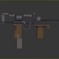 Futuristic Sci Fi Pistol Weapon With Gray Brown Grip Barrel And Body Design