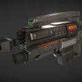 Futuristic Sci Fi Weapon With Metallic Body Green Light And Red Stripes Design