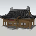 Ancient Chinese Architecture With Tile Roof Overhanging Eaves Ornate Carvings Red Plaque And Wooden Columns