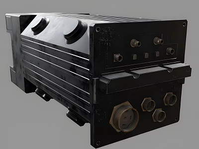 Black Mobile Device Housing With Multiple Interface Ports And Fasteners 3d model