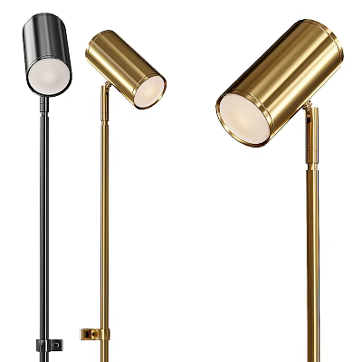 Modern Black and Gold Metal Wall Lamps with Cylindrical Shade Design 3d model