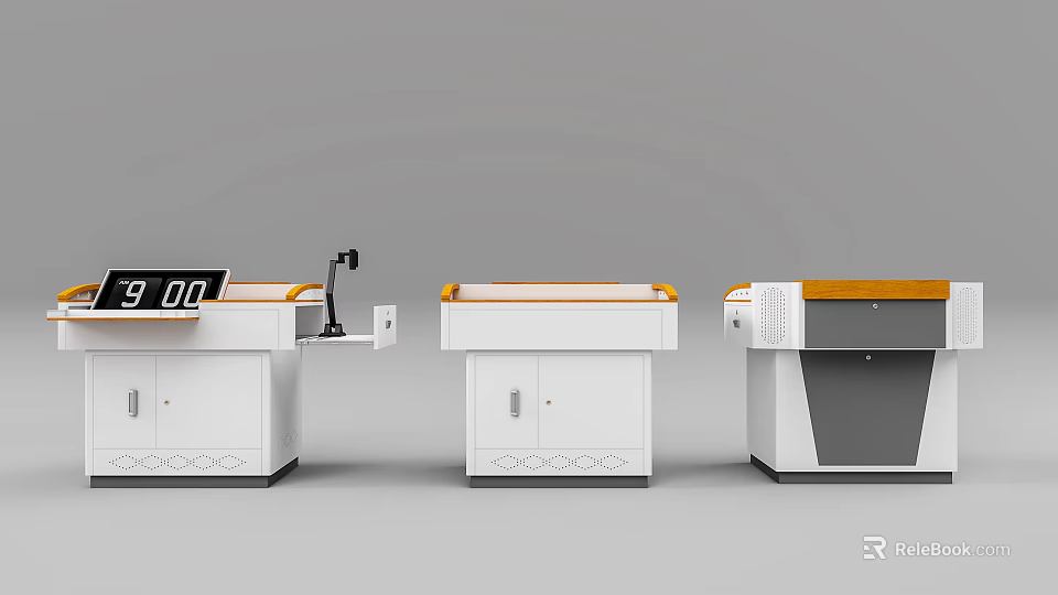 Modern Desk Designs With Wooden Tops Storage Cabinets And Different Styles 3d model 