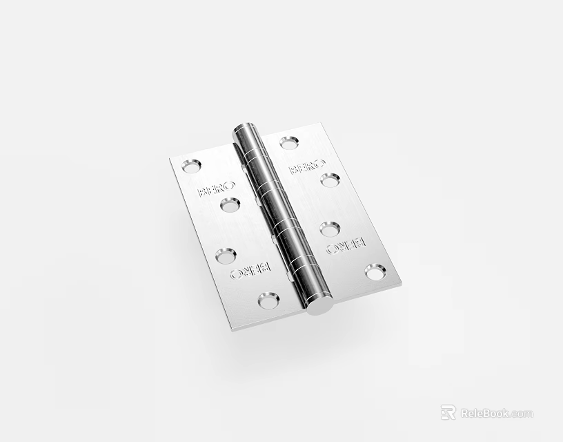 Stainless Steel Hinge With Screw Holes And Engraved Markings For Doors 3d model 