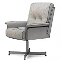 Stylish Black Leather Leisure Chair With Wooden Frame And Metal Swivel Base