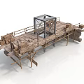 Modern Wooden Platform Structure With Metal Frame And Cargo Storage Boxes 3d model