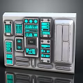 Advanced Electronic Control Panel Featuring Green Illuminated Displays And Functional Buttons