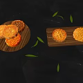 Mid-Autumn Festival moon cake five kernel moon cake egg yolk moon cake bean paste moon cake 3d model