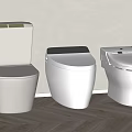 Three Modern White Toilets with Contemporary Design and Functional Features 3d model