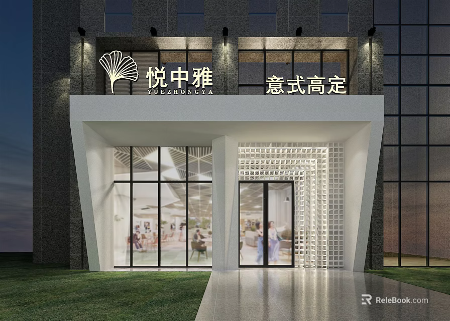 YUEZHONGYA Italian High-End Custom Storefront With Glass Doors Modern Lighting And Elegant Design 3d model 