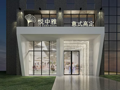 YUEZHONGYA Italian High-End Custom Storefront With Glass Doors Modern Lighting And Elegant Design 3d model