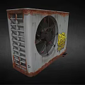 Rusty Outdoor Air Conditioner Fan With Yellow Graffiti And Dirty Soul Design