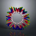 Colorful Decorative Ring With Petal Shaped Design And Metallic Center Accents