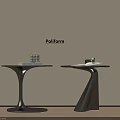 Pollform Modern Black Round Top Side Tables With Unique Base And Decorative Items 3d model
