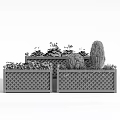 Decorative Garden Planters Featuring Lattice Design White Green Black And Fresh Herbs Flowers Foliage