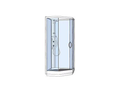 Modern Bathroom Combination With Transparent Glass Shower Enclosure And Fixtures 3d model