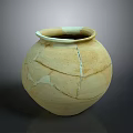 Artisanal Hand Carved Ceramic Vase with Natural Crack Patterns and Textured Surface