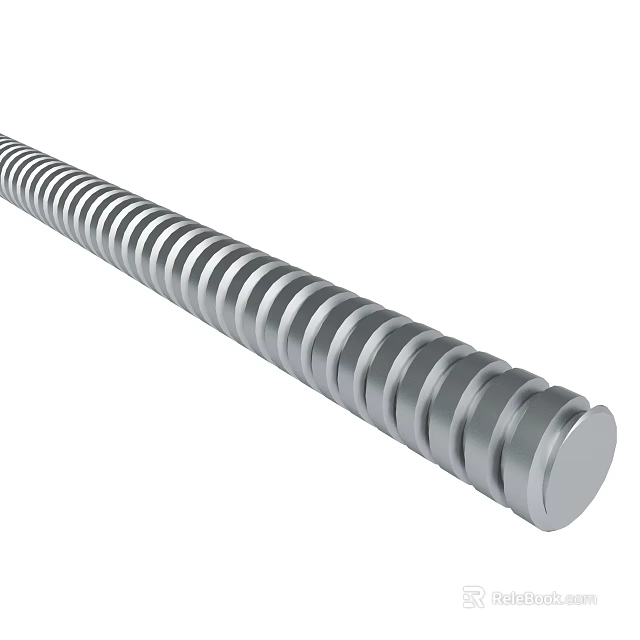 Durable Stainless Steel Threaded Rod With Helical Grooves And Cylindrical Shape 3d model 