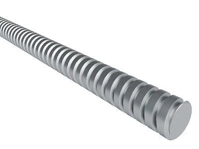 Durable Stainless Steel Threaded Rod With Helical Grooves And Cylindrical Shape 3d model