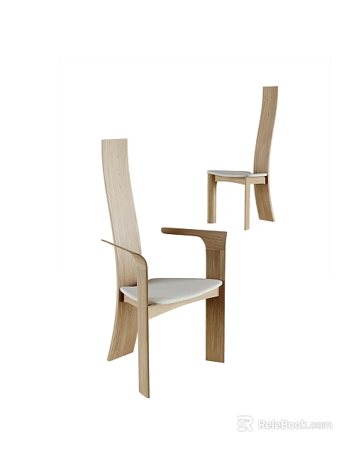 Modern Minimalist Leisure Chair With Wooden Frame Armrests And Light Colored Cushion 3d model 