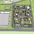 Modern Industrial Factory Park Layout With Multiple Buildings And Green Areas