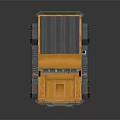 Orange Off Road Truck With Open Cab Top Mounted Lights Truck Bed And Large Tires