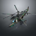 Detailed Military Combat Helicopter With Camouflage Design Rotors And Weapon Attachments