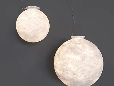 White Spherical Hanging Outdoor Lights With Textured Surface For Modern Outdoor Spaces 3d model