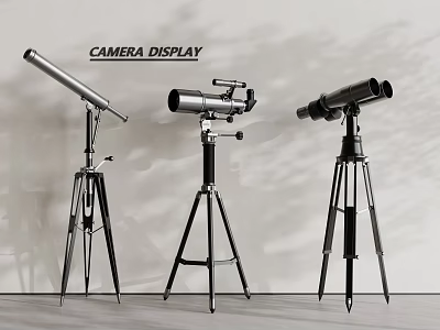 Modern Entertainment Electronics Featuring Telescopes on Tripods for Camera 3d model