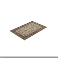 Classic Square Carpet With Intricate Floral Patterns Beige Background And Red Border Design 3d model