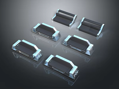 Modern Multi-seater Sofa With Transparent Sleek Armrests And Reflective Smooth Surface Design 3d model