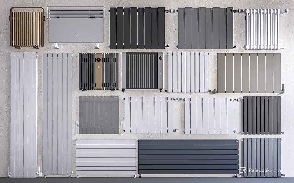 Various Modern Radiators With Different Colors And Stylish Designs For Home Heating 3d model 