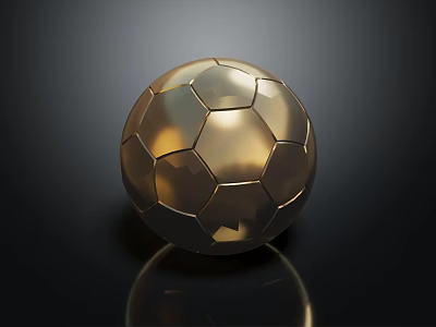 Shiny Golden Soccer Ball Sports Equipment With Hexagonal Texture For Matches 3d model